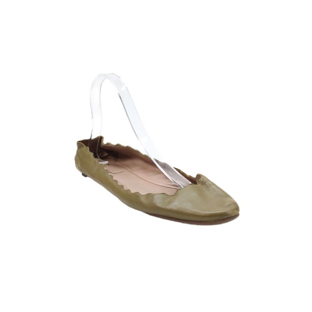 Chloe Womens Leather Scalloped Trim Ballet Flats Brown Size 38.5 8.5